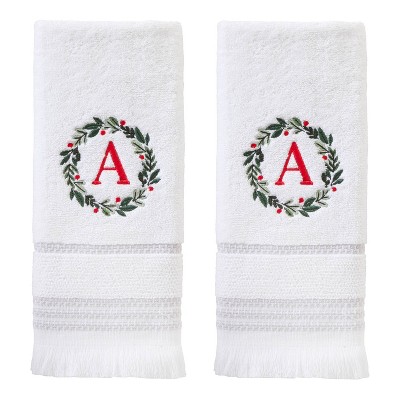 SKL Home 2pk Wreath Monogram Hand Towels "A"