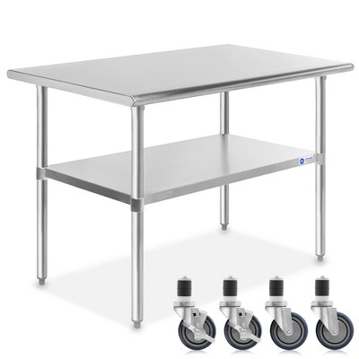 GRIDMANN Stainless Steel Table with 4 Casters (Wheels), NSF Commercial Kitchen Work & Prep Table