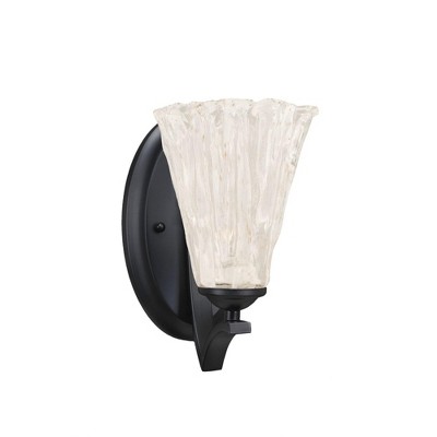 Toltec Lighting Zilo 1 - Light Sconce in  Matte Black with 5.5" Fluted Italian Ice Shade