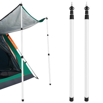 LakeForest "2Pcs Telescoping Tarp Poles, Adjustable Aluminum Tent Rods, 3-7.5ft Portable Awning Poles" Silver