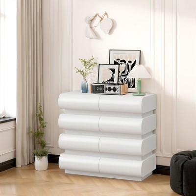 Kumasinova Minimalist 6-Drawer Dresser,Modern Storage Organizer Dresser with Curved Design,Chest of Drawers for Bedroom,Living Room,Entryway