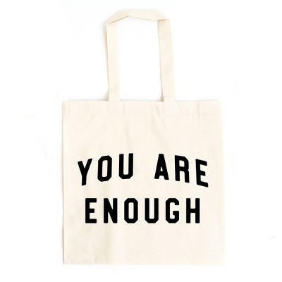 City Creek Prints You Are Enough Block Canvas Tote Bag - 15x16 - Natural