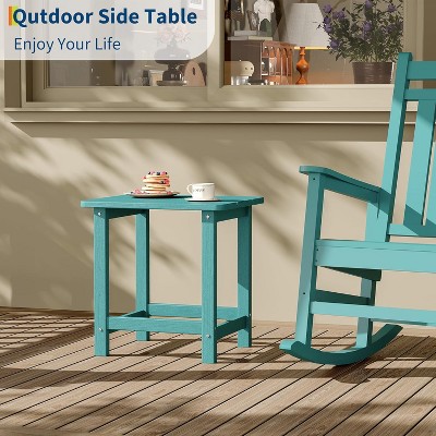 Outdoor HDPE Square Side Table - Adirondack Style Patio End Table for Pool, Beach - Weather Resistant & Easy Setup