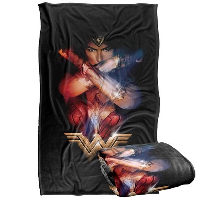 Kids' Wonder Woman Arms Crossed Silky Touch Blanket White 36X58