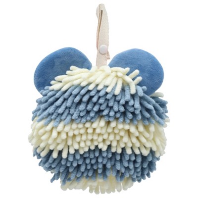 REGALWOVEN Cute Bear Shape Soft Absorbent Chenille Fuzzy Ball Hand Towel 7" x 7" 1 Pc