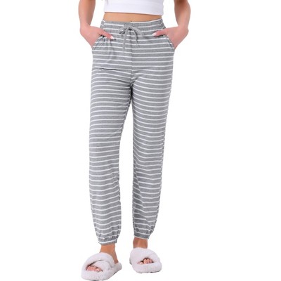 INSPIRE CHIC Womens Cotton Pajamas Drawstring Elastic Waist Striped Pants with Pockets