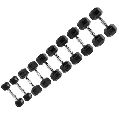Signature Fitness Hex Dumbbells Non-Slip Free Weights Full Body Strength Training Home Gym Workout Equipment Set of 5, 10, 15, 20, and 25 lbs, Black
