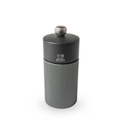 Peugeot | Line Pepper Mill, Aluminum + Beechwood, Carbon, 12 cm - 5 in