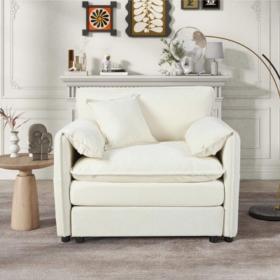 ORRD 41.7" Oversized Upholstered Sofa Chair with Pillow, Beige