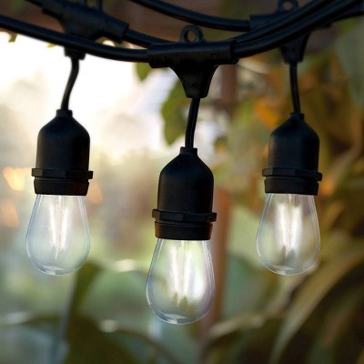 Brightech 15-Bulb LED Ambience Pro Hanging 2W 48ft 3000K S14 Indoor Outdoor Plug-in String Lights Clear Bulb Black Wire