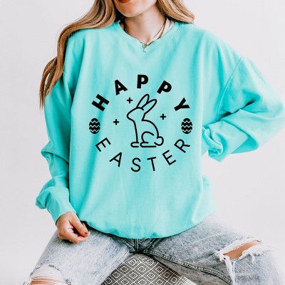 Simply Sage Market Happy Easter Eggs Lightweight Garment Dyed Sweatshirt