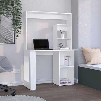 NicBex Modern 39" Computer Desk with Hutch,Office Desk with Shelves,Space-Saving Study Desk with Storage, Work Desk for Small Spaces
