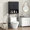 Over The Toilet Storage Bathroom Organizer with Double-Door Cabinet & Open Compartment Adjustable Shelf & Bottom Bar Rack Black/ Natural/ White - 2 of 4
