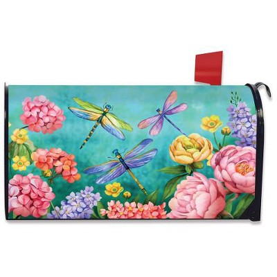 Dragonfly Garden Spring Magnetic Mailbox Cover Floral Standard Briarwood Lane
