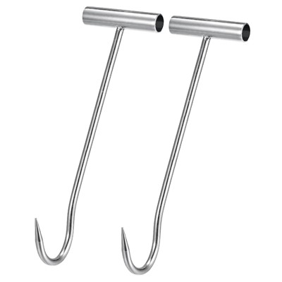 Unique Bargains T-Handle Meat Boning Hooks for Kitchen, Butcher Shop, Restaurant 2 Pcs