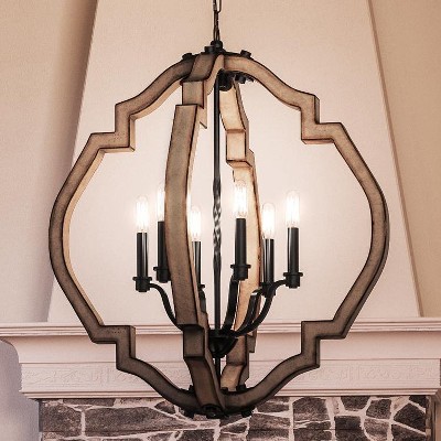 Urban Ambiance Luxury Rustic Chandelier,  32-1/2" x 30",  Olde Iron Finish, UHP3031