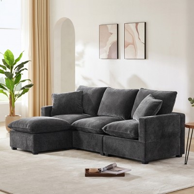 Whisen Modern Modular Sectional Chenille Sofa & Couch Set with 2 Pillows