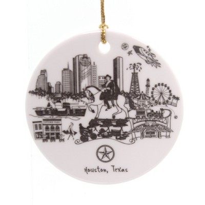 Holiday Ornaments 3.0 Inch Houston Texas Flat Ornament Tree Ornament , Landmarks Lone Star (PC)