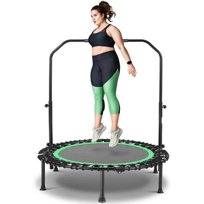 ANCHEER 40inch Foldable Trampoline Fitness Rebounder with Resistance Bands Adjustable Handle Max Load 450lbs