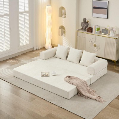 Convertible Sofa Couch Traditional Style with Tufted Cushions and 3 Accent Pillows for Living Room - 78.8"W - 3irtyhousy