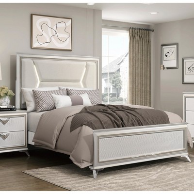 Queen Size Platform Bed with Upholstered Headboard for Bedroom