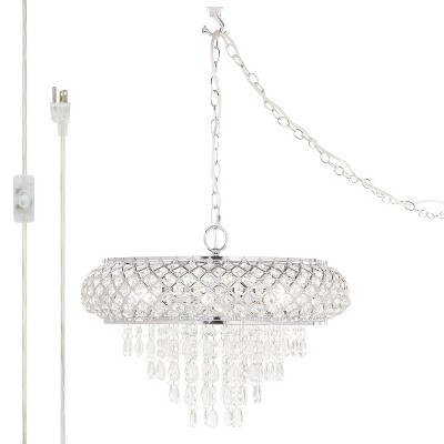 14.25" Tiered Crystal Glass Hanging Chandelier Chrome - River of Goods