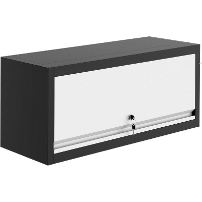 Wall-Mount Tool Cabinet,Cold-Rolled Steel w/ Goose-Neck Door & Hydraulic Rods | 0.6mm 13.8x30.3x11.8in | Garage/Workshop/Kitchen/Office