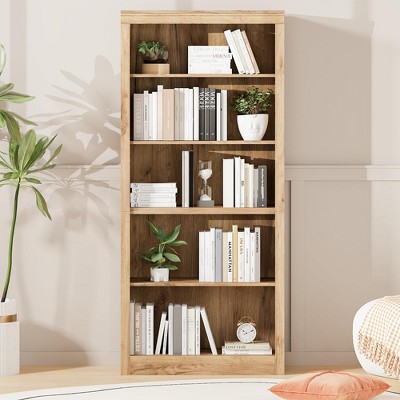 71" Tall Bookcase,Wooden Bookshelf with 5 Tiers, Open Storage, Modern Book Shelf , Floor Standing Display