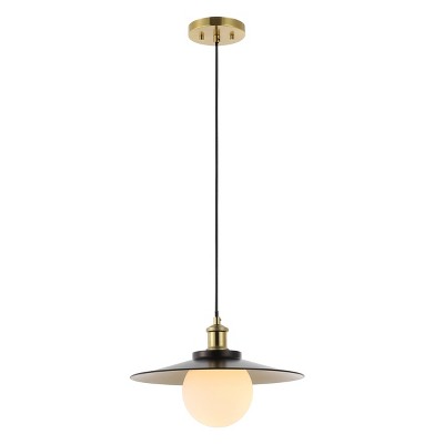 JONATHAN Y Hadley 14.5" 1-Light Scandinavian Farmhouse Iron/Frosted Glass LED Pendant: Modern Chandelier Ceiling Lighting