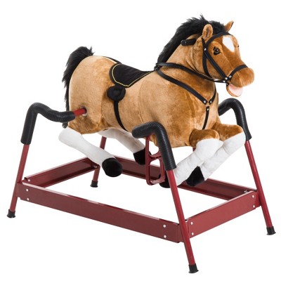 TopComfy Baby Bouncer and Rocker Toddler Kid Chair Plush Spring Horse Toy for Playroom Living Room, Brown, 41.5"*23"*32.5"