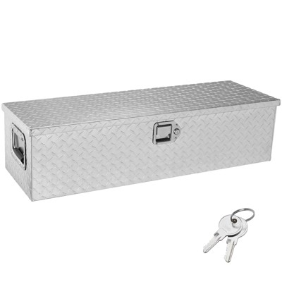 VEVOR Heavy Duty Aluminum Truck Bed Tool Box, Diamond Plate Tool Box with Side Handle and Lock Keys, Storage Tool Box Chest Box Organizer, Silver