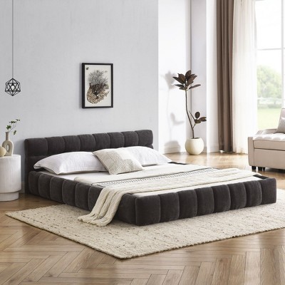 Sapphtopaz Upholstered Bed Frame Platform Bed Frame with Thick Chenille Fabric Headboard, Solid Frame Bedroom Furniture, No Box Spring Needed
