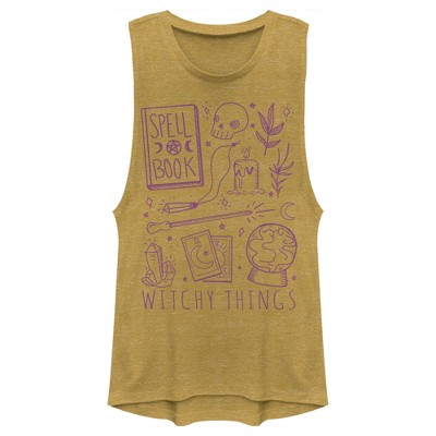 Juniors Womens Lost Gods Halloween Witchy Things Festival Muscle Tee