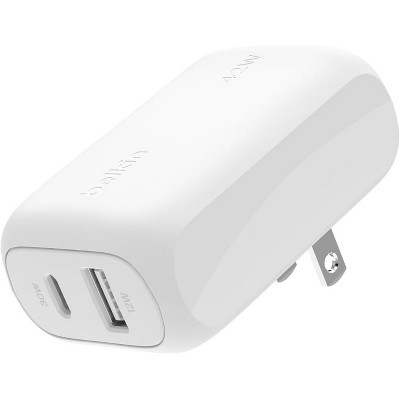 Belkin BoostCharge 42W Dual Port Wall Charger, USB-C + USB-A Charger Fast Charging for iPhone, Samsung Galaxy & More - White