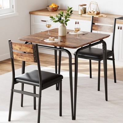 Dining Table for 2, Small Table and Chairs Set of 2, Square Dinette Set for 2, Dinner Table Set, 3 Piece Kitchen & Dining Room Sets for Small Space