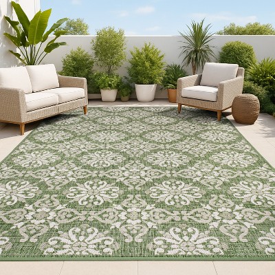 JONATHAN Y Amora Traditional Mediterranean Tile Design Indoor/Outdoor Area Rug