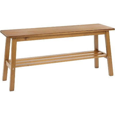 VINGLI Solid Wood Dining Bench 39" Wooden Bench for Entryway, Bedroom, with Shoe Rack Storage