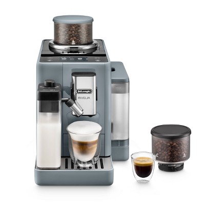 DeLonghi Rivelia Automatic Coffee and Espresso Machine with Milk Frother & Bean Switch System 18 One-Touch Recipes, 4 User Profiles