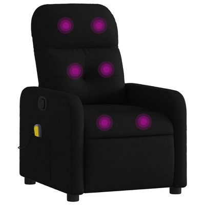 vidaXL Massage Recliner Chair - Elderly-Friendly Black Fabric Armchair with Manual Recline/6-Point Vibration/USB-Powered Massage