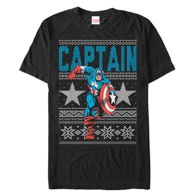 Men's Marvel Ugly Christmas Captain America Star T-Shirt