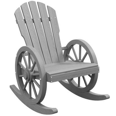 Outsunny Adirondack Rocking Chair with Slatted Design and Oversize Back for Porch, Poolside, or Garden Lounging