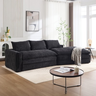133.86" Modern Polyester Upholstered Modular Sectional Sofa with Deep Seats, Right-Facing Chaise Lounge for Living Room, No Assembly Required