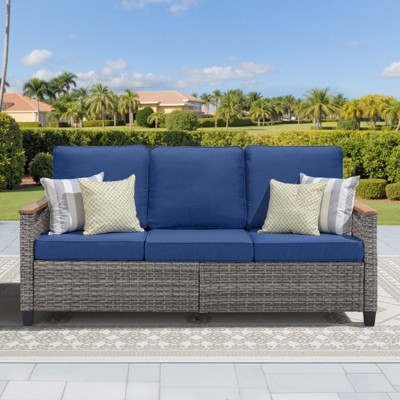 Outdoor Wicker Patio Seating Set All Weather PE Rattan Conversation Set with Cushion