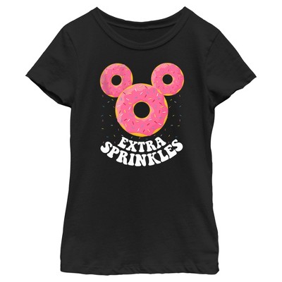 Girl's Disney Mickey Mouse Extra Sprinkles Donut Silhouette T-Shirt