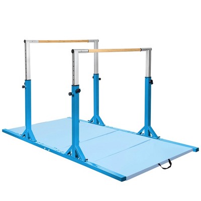 Costway Horizontal Train Bar W/ 4'x8'x2'' Gymnastics Mat Folding Panel Fitness Exercise Blue\Pink\Purple
