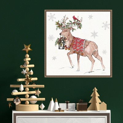 Amanti Art 22"x22" Signs of The Season V Full Deer by Anne Tavoletti Framed Canvas Wall Art Print