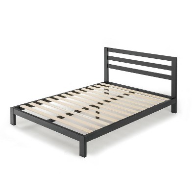 10" Modernista Classic Metal Platform Bed with Headboard Black - Mellow
