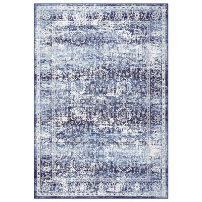 Washable Vintage Printed Rug Non Slip Low Pile Rug Retro Throw Floor Cover Foldable Indoor Carpet for Living Room Bedroom