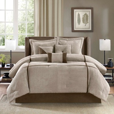 7 Pcs Elegant Casual Blocks Design Comforter Set,All Season Cozy Home Textile Bedding Set,Matching Bed Skirt,Decorative Pillows