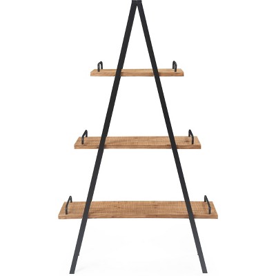 67" Morris A Frame Industrial Bookshelf Natural/Black - Finch: Metal Frame, 3 Shelves